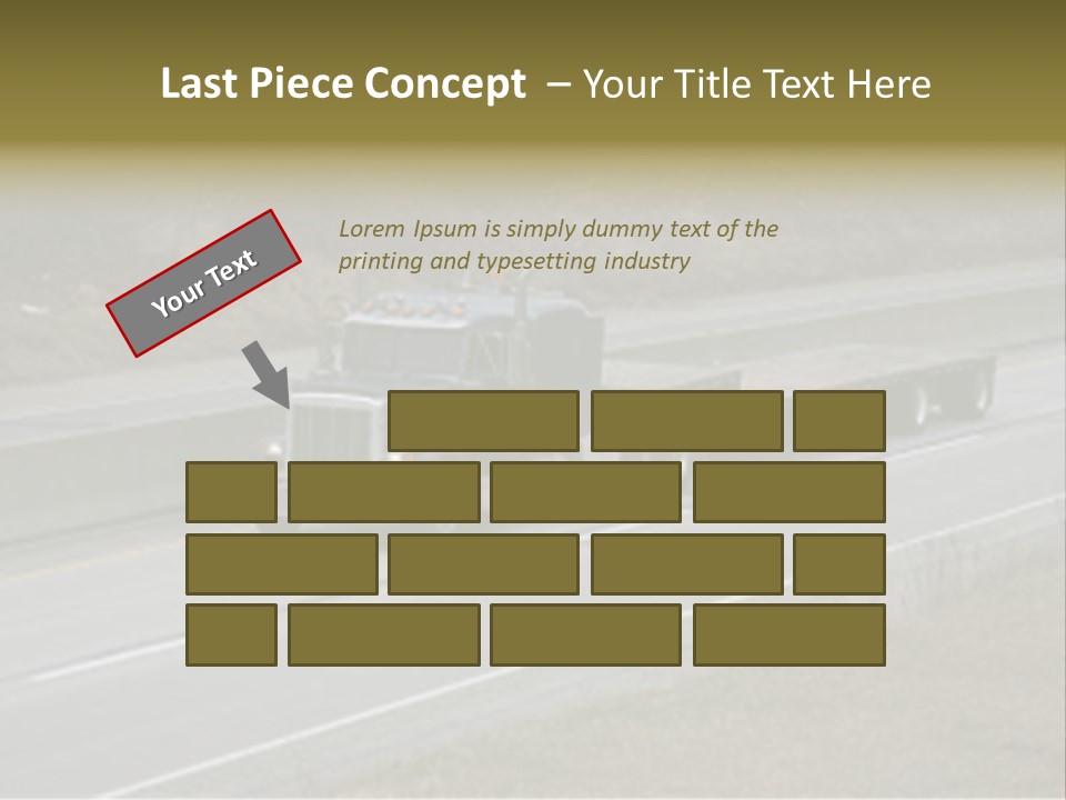 Flat Bed Semi Tractor Trailer Truck On The Highway PowerPoint Template