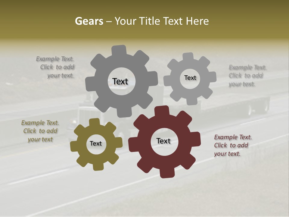 Flat Bed Semi Tractor Trailer Truck On The Highway PowerPoint Template