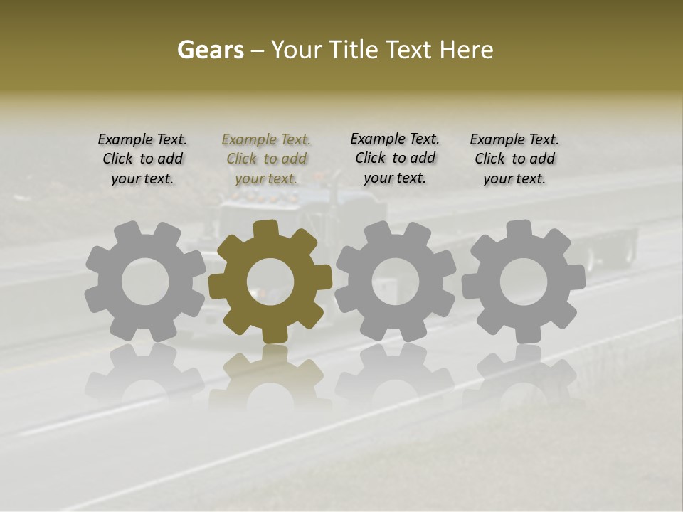 Flat Bed Semi Tractor Trailer Truck On The Highway PowerPoint Template