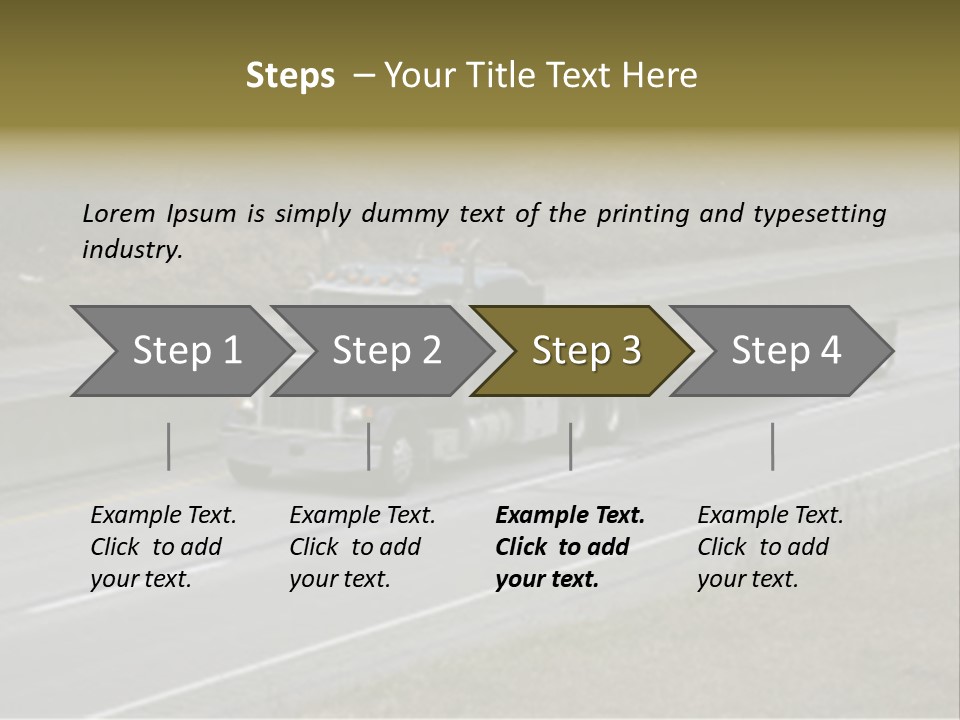 Flat Bed Semi Tractor Trailer Truck On The Highway PowerPoint Template