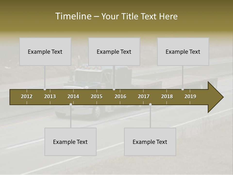 Flat Bed Semi Tractor Trailer Truck On The Highway PowerPoint Template
