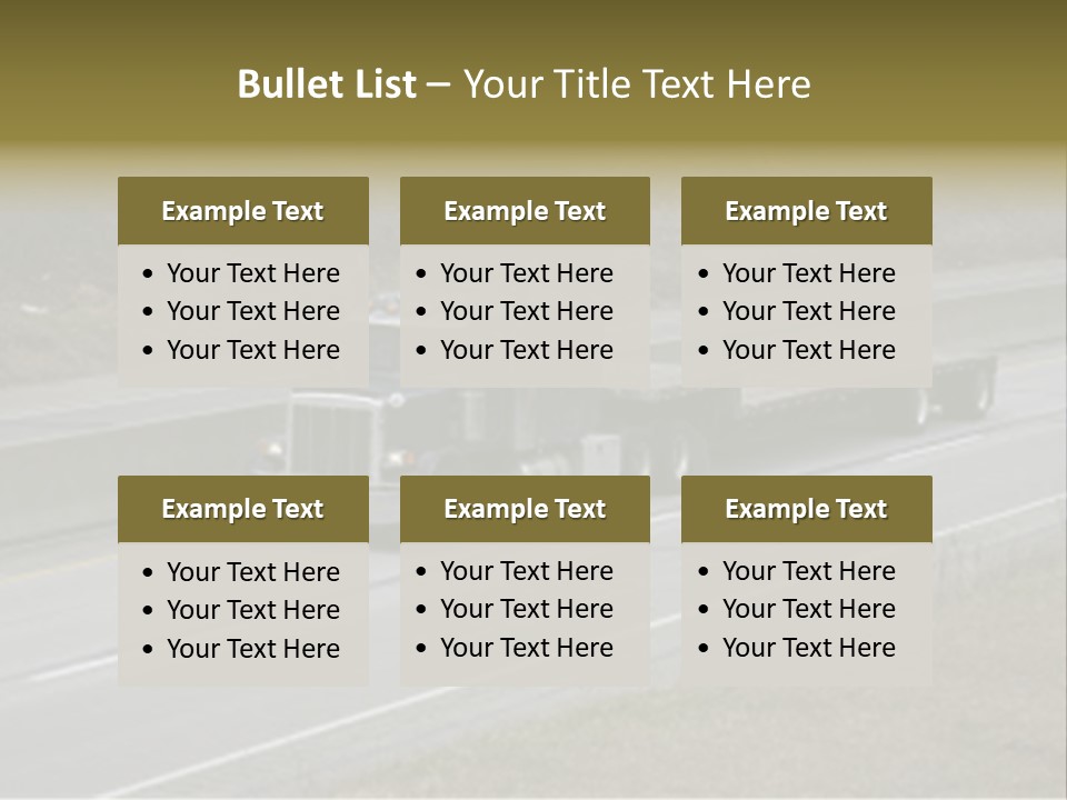 Flat Bed Semi Tractor Trailer Truck On The Highway PowerPoint Template