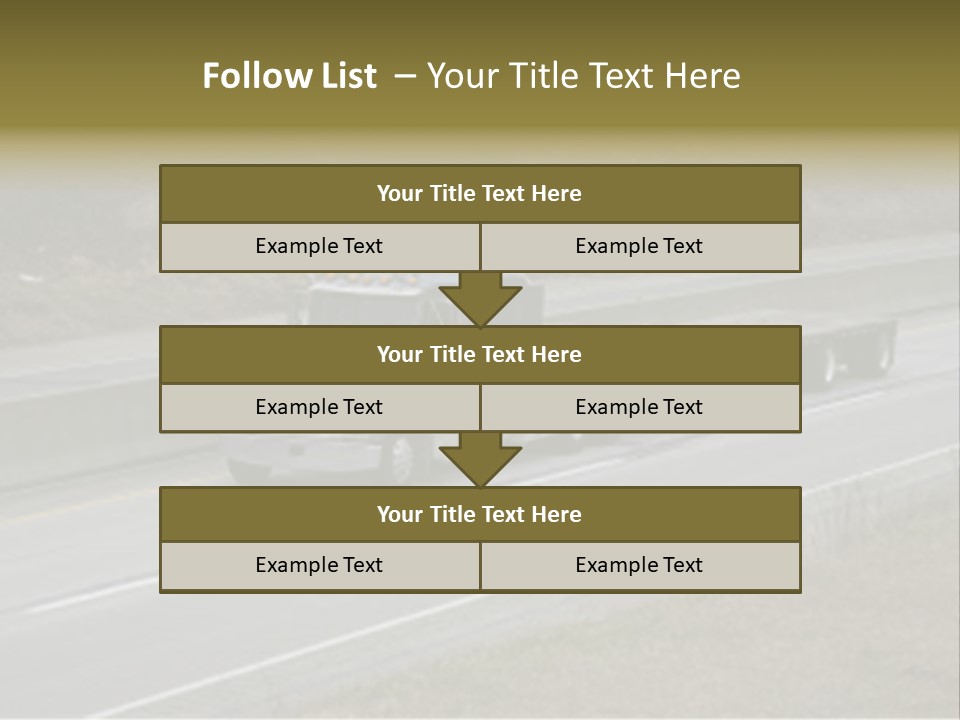 Flat Bed Semi Tractor Trailer Truck On The Highway PowerPoint Template