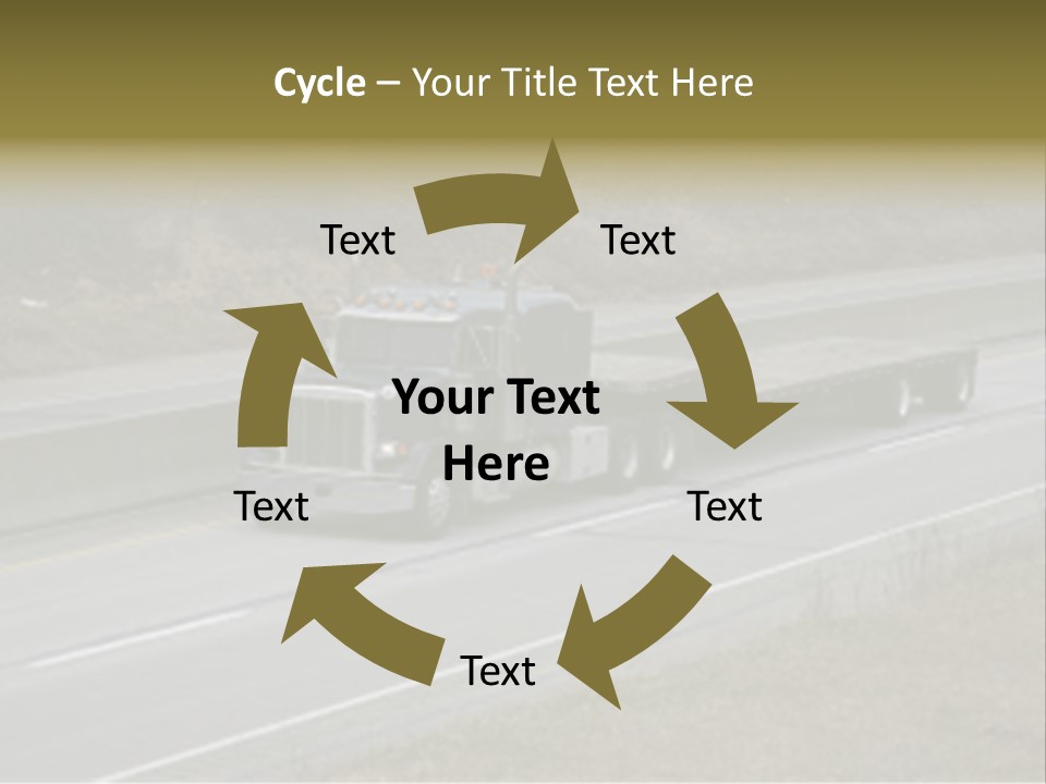 Flat Bed Semi Tractor Trailer Truck On The Highway PowerPoint Template