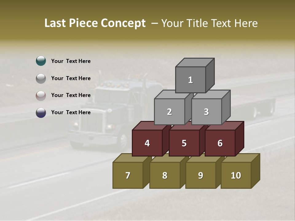 Flat Bed Semi Tractor Trailer Truck On The Highway PowerPoint Template