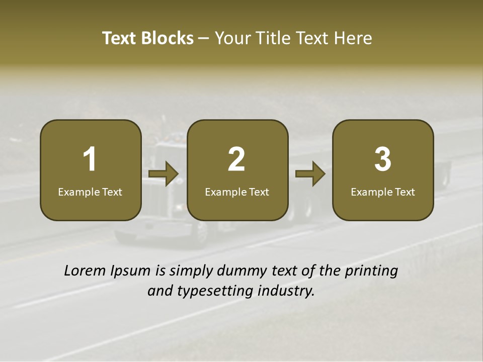 Flat Bed Semi Tractor Trailer Truck On The Highway PowerPoint Template