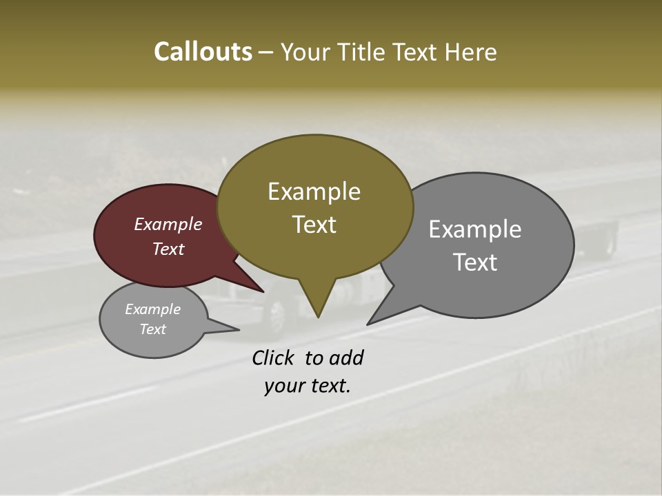 Flat Bed Semi Tractor Trailer Truck On The Highway PowerPoint Template