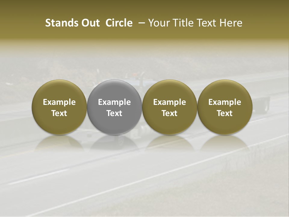 Flat Bed Semi Tractor Trailer Truck On The Highway PowerPoint Template