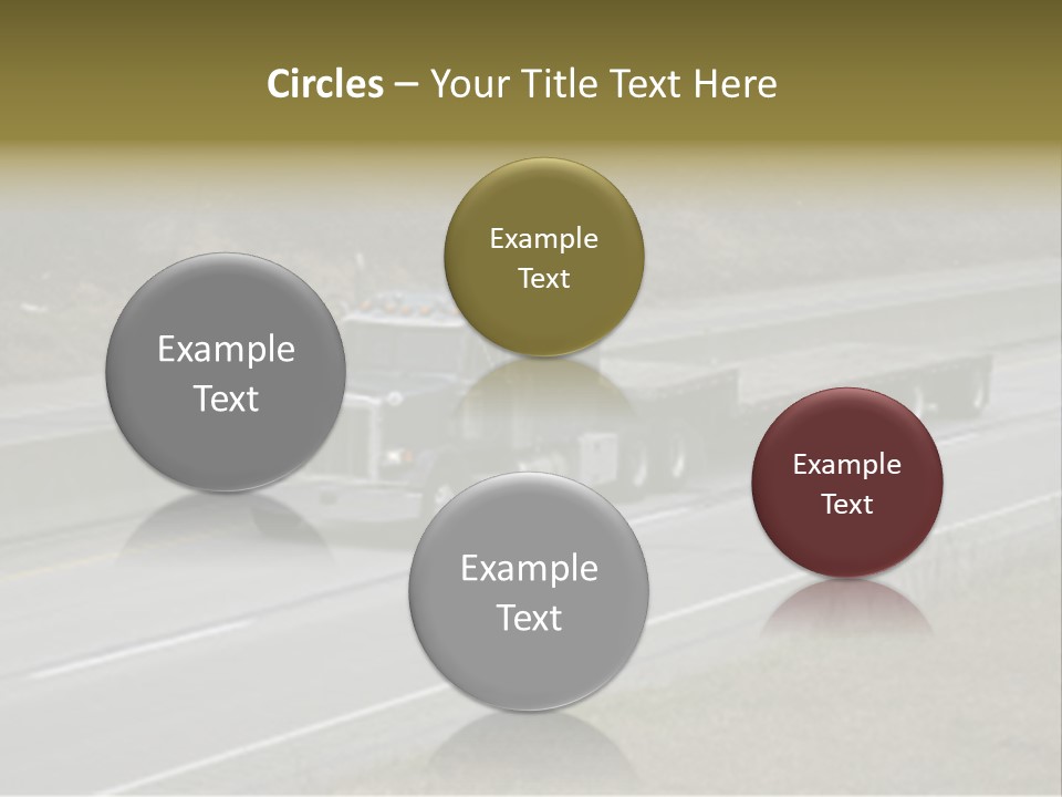 Flat Bed Semi Tractor Trailer Truck On The Highway PowerPoint Template