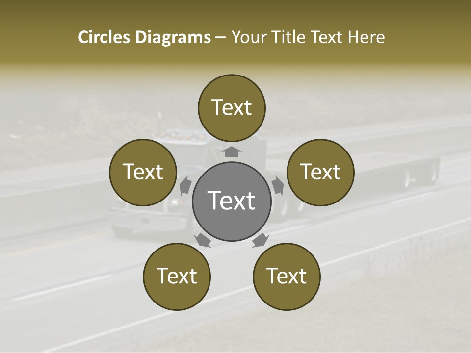 Flat Bed Semi Tractor Trailer Truck On The Highway PowerPoint Template