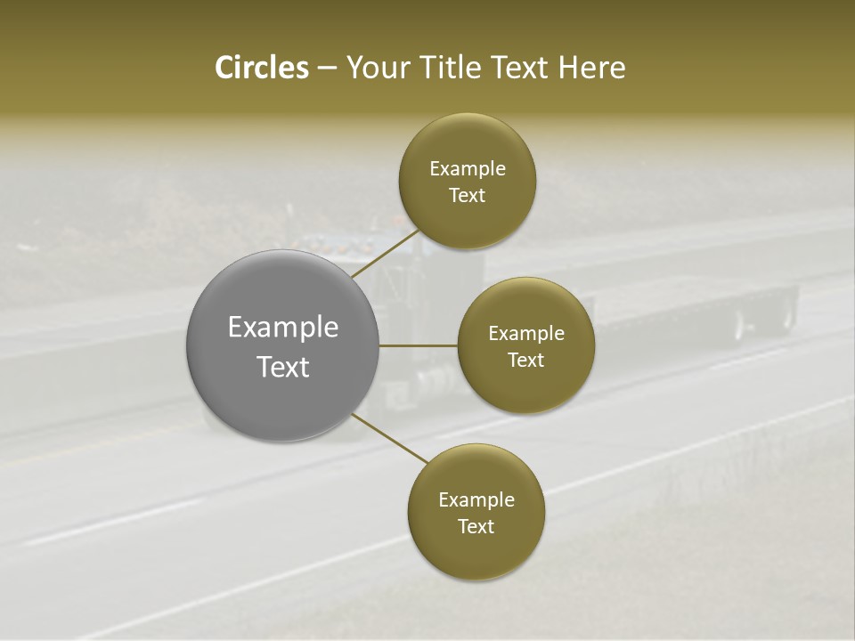 Flat Bed Semi Tractor Trailer Truck On The Highway PowerPoint Template