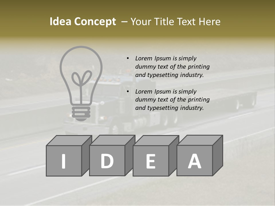 Flat Bed Semi Tractor Trailer Truck On The Highway PowerPoint Template