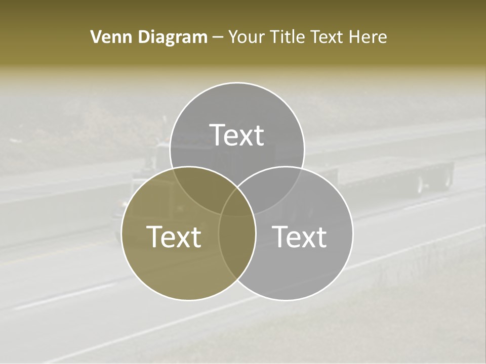 Flat Bed Semi Tractor Trailer Truck On The Highway PowerPoint Template