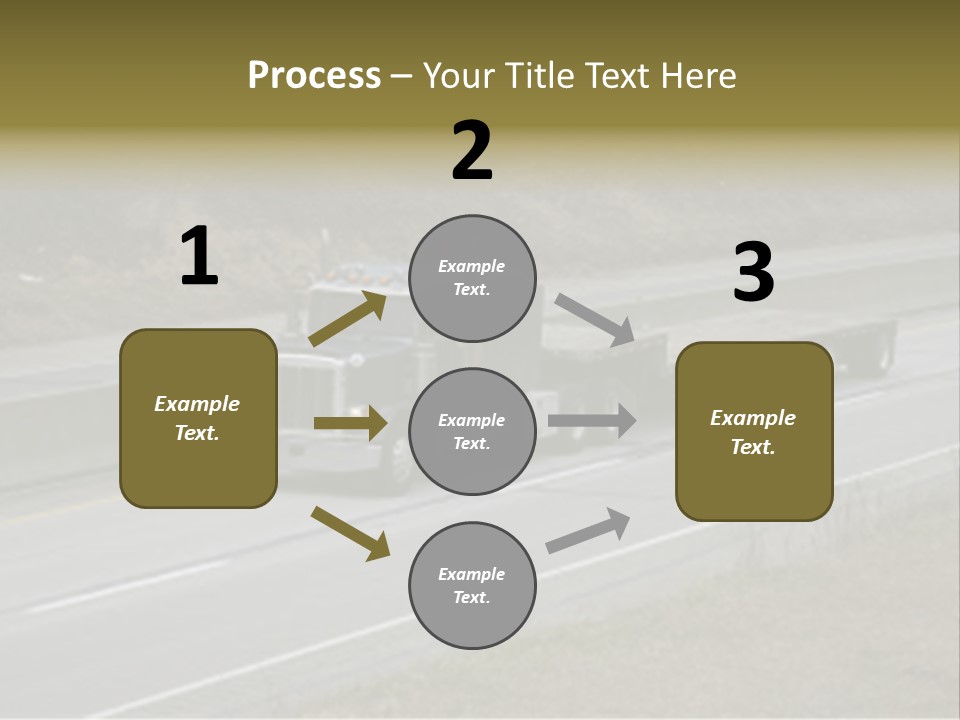 Flat Bed Semi Tractor Trailer Truck On The Highway PowerPoint Template