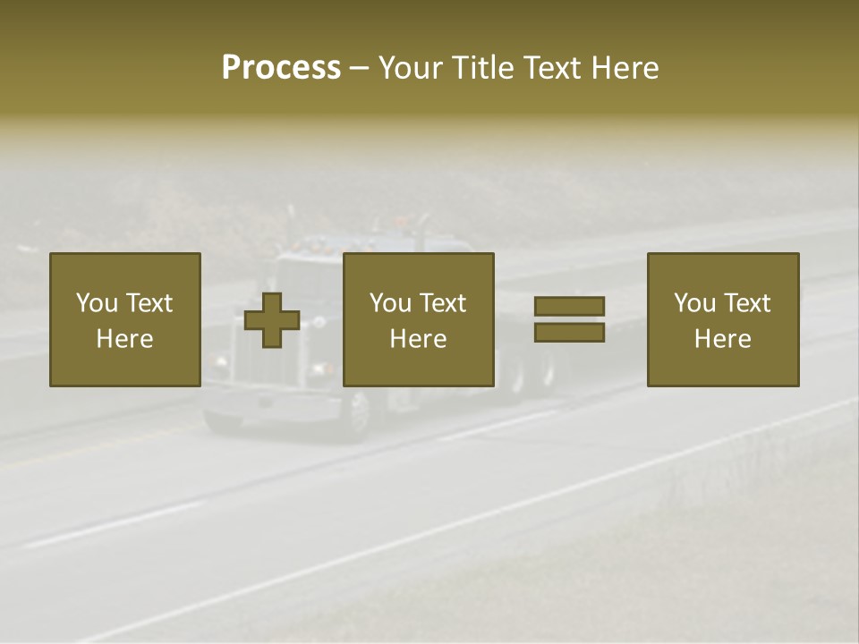 Flat Bed Semi Tractor Trailer Truck On The Highway PowerPoint Template