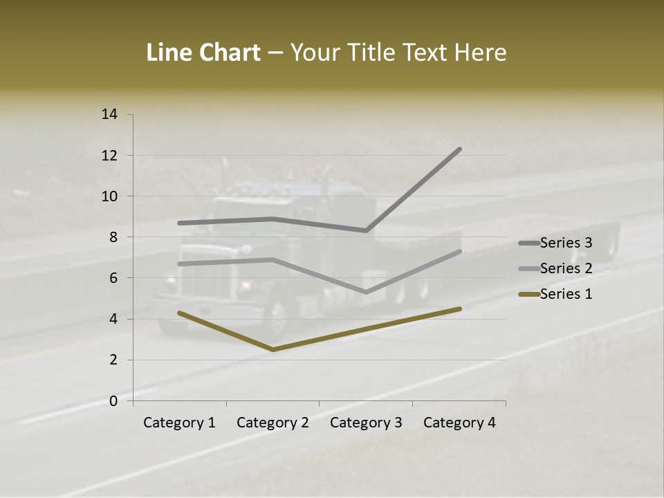 Flat Bed Semi Tractor Trailer Truck On The Highway PowerPoint Template