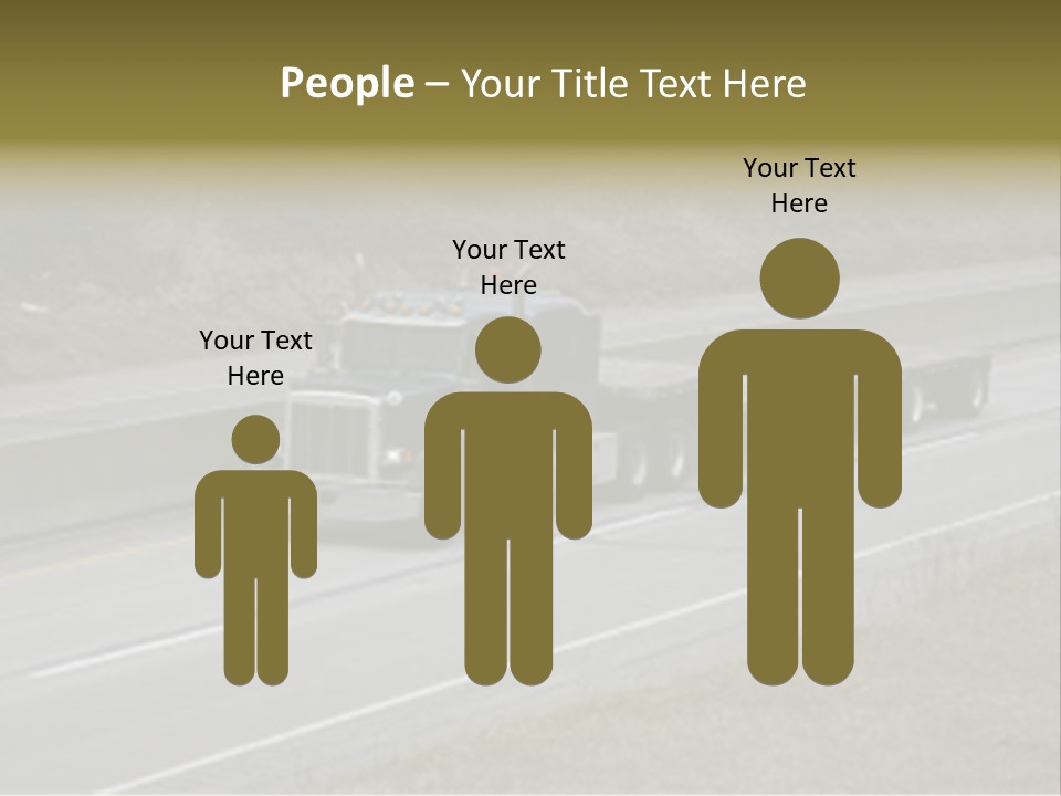 Flat Bed Semi Tractor Trailer Truck On The Highway PowerPoint Template