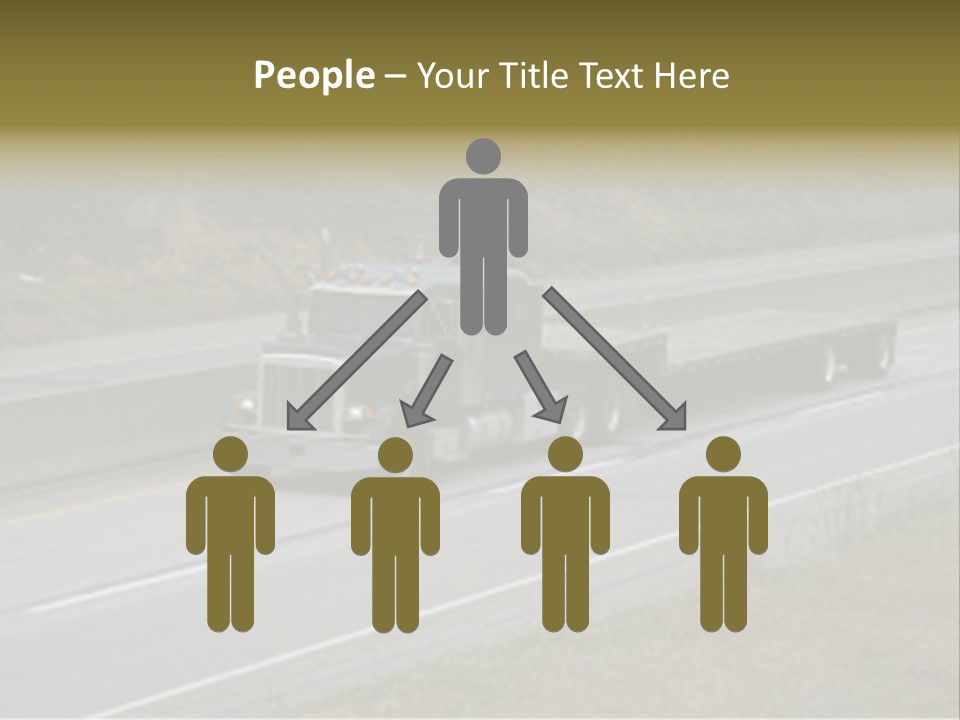 Flat Bed Semi Tractor Trailer Truck On The Highway PowerPoint Template