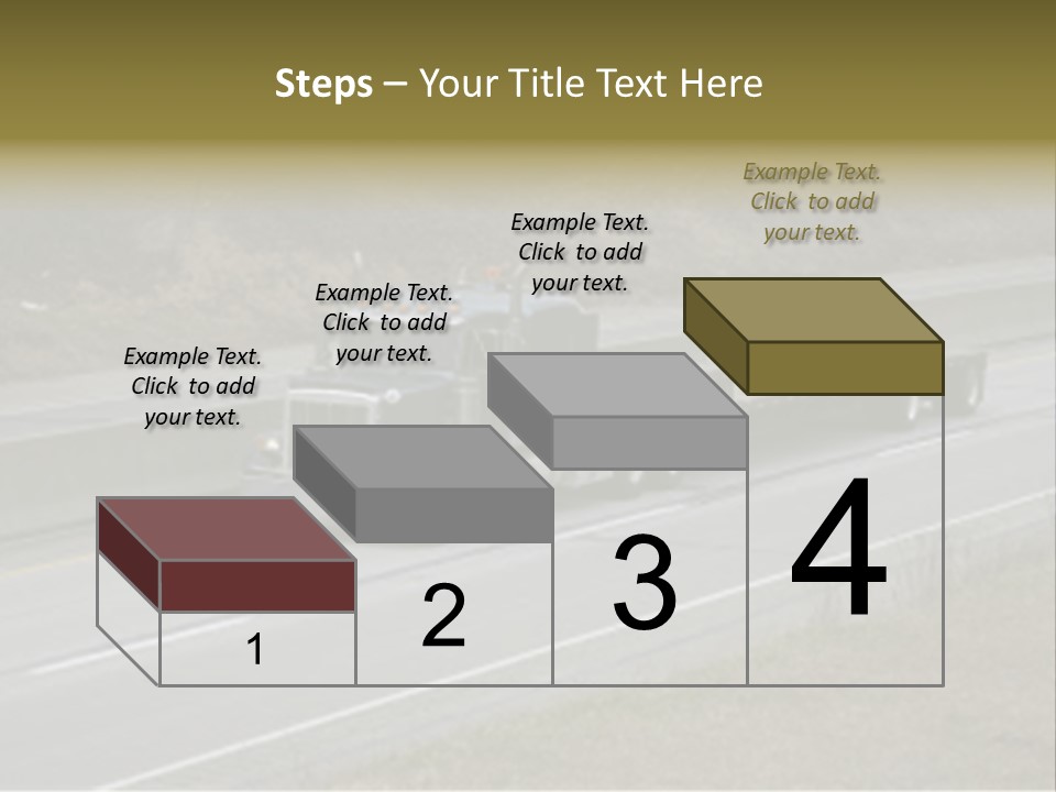 Flat Bed Semi Tractor Trailer Truck On The Highway PowerPoint Template