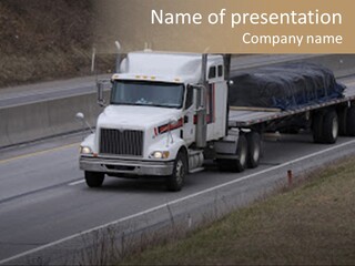 Semi Truck On The High Way With Space For Copy PowerPoint Template