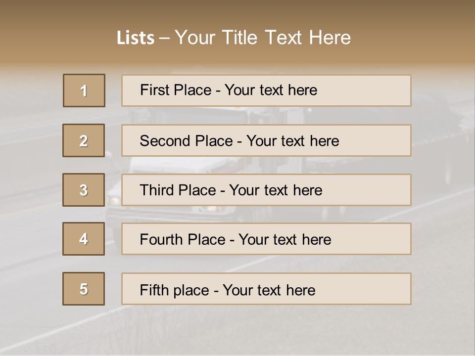 Semi Truck On The High Way With Space For Copy PowerPoint Template