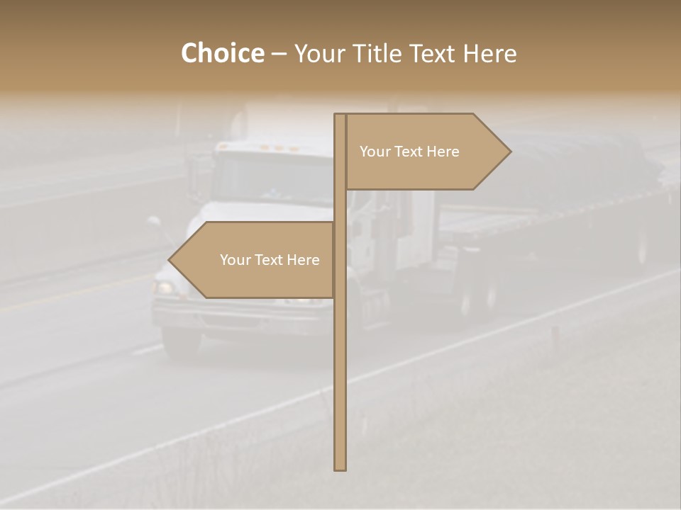 Semi Truck On The High Way With Space For Copy PowerPoint Template