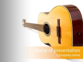 Acoustic Guitar Isolated On The White Background PowerPoint Template