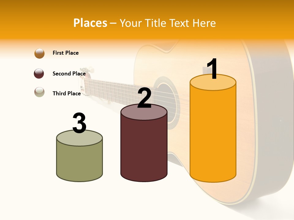 Acoustic Guitar Isolated On The White Background PowerPoint Template