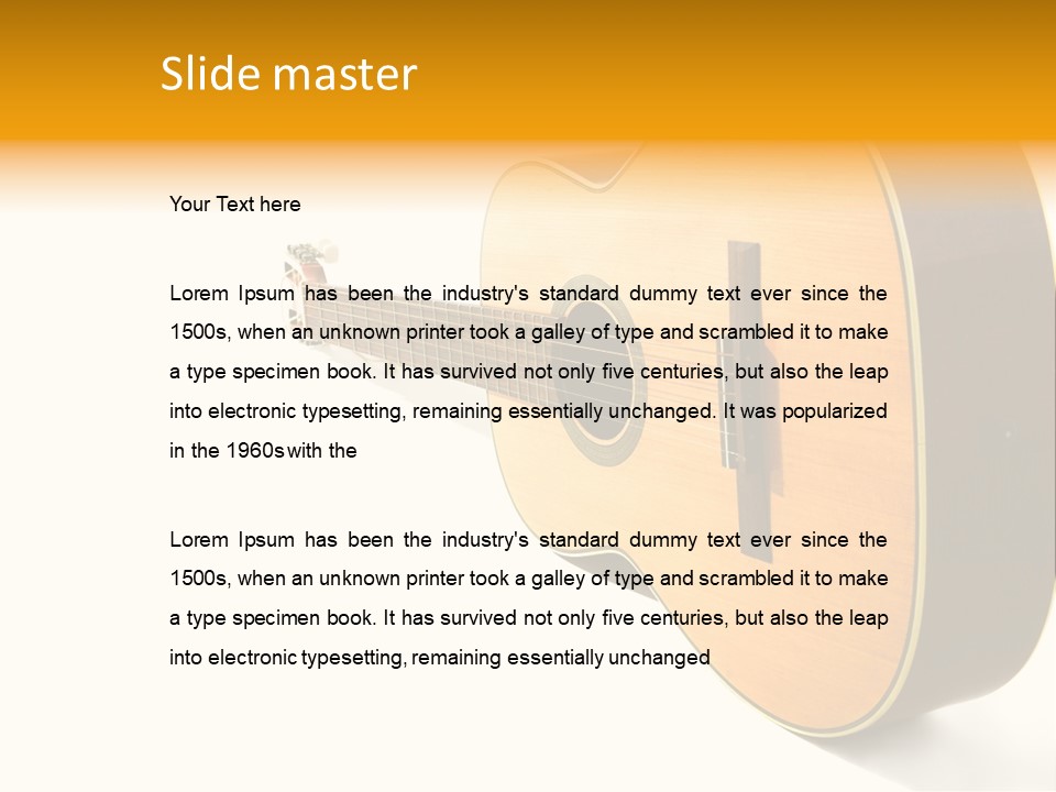 Acoustic Guitar Isolated On The White Background PowerPoint Template