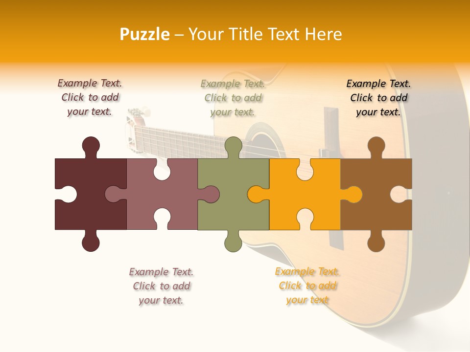 Acoustic Guitar Isolated On The White Background PowerPoint Template