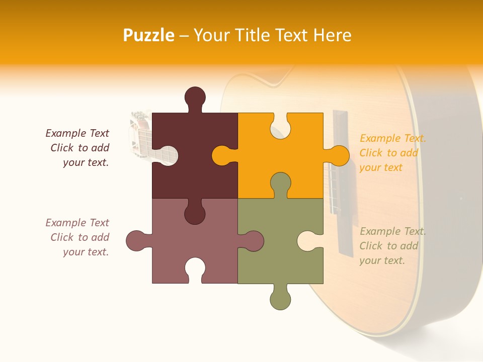 Acoustic Guitar Isolated On The White Background PowerPoint Template