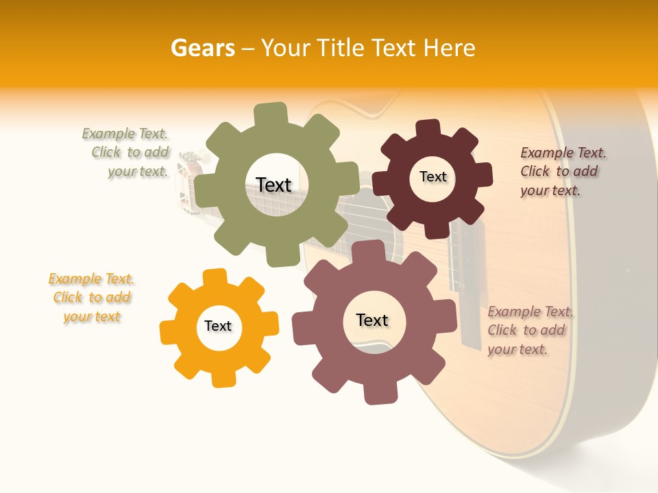 Acoustic Guitar Isolated On The White Background PowerPoint Template
