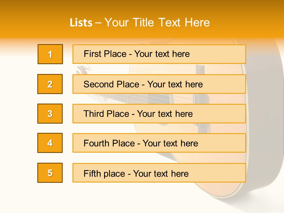 Acoustic Guitar Isolated On The White Background PowerPoint Template