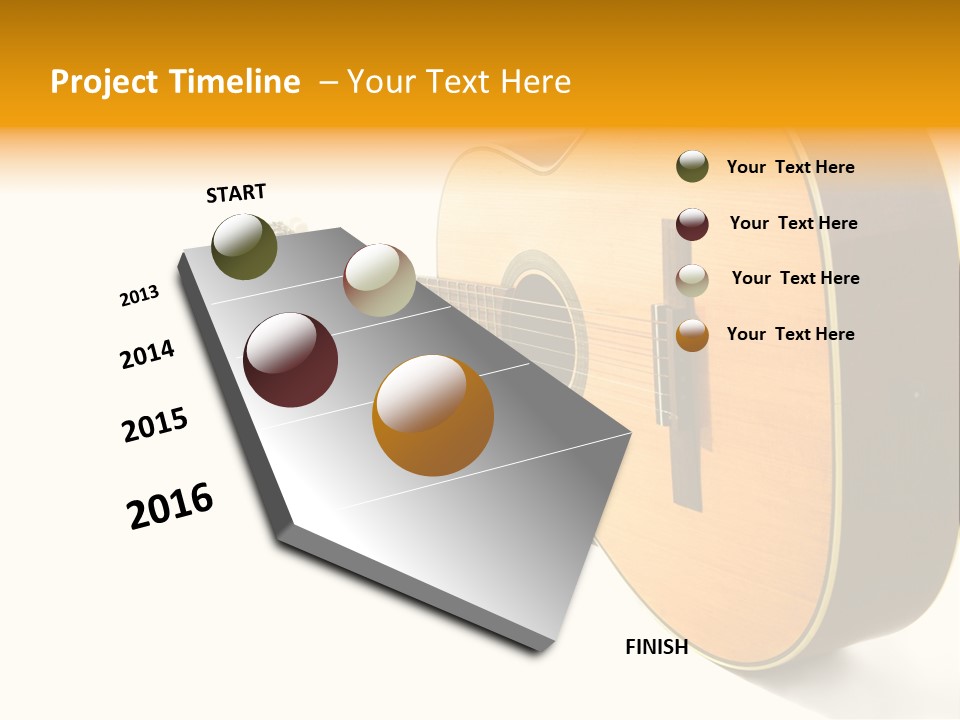 Acoustic Guitar Isolated On The White Background PowerPoint Template