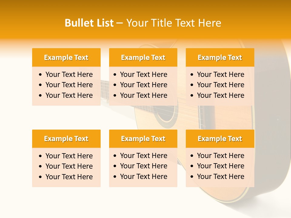 Acoustic Guitar Isolated On The White Background PowerPoint Template