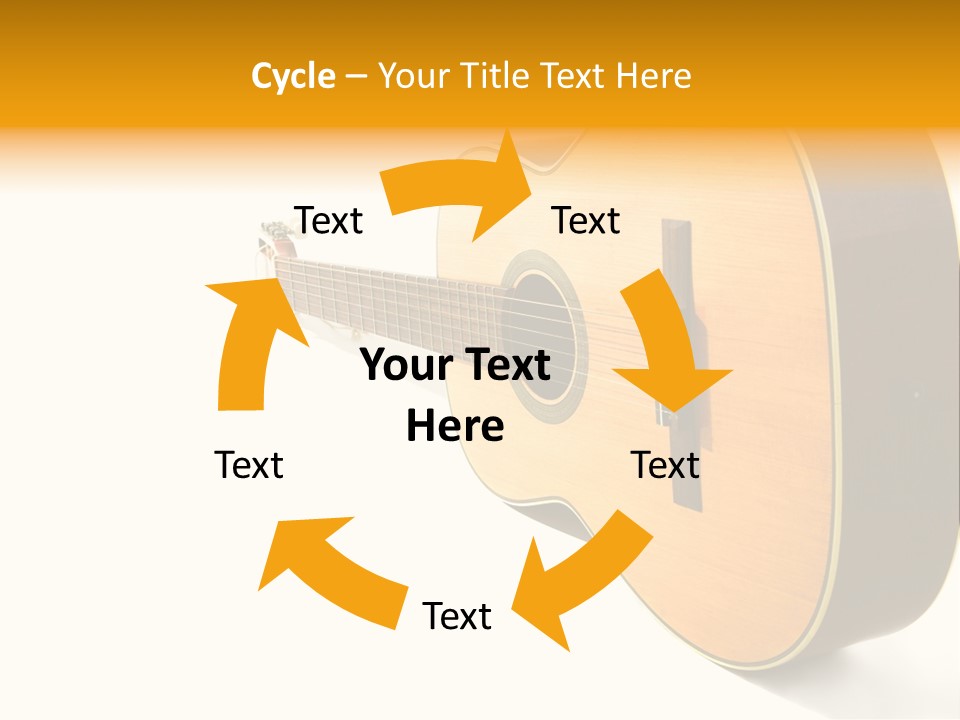 Acoustic Guitar Isolated On The White Background PowerPoint Template