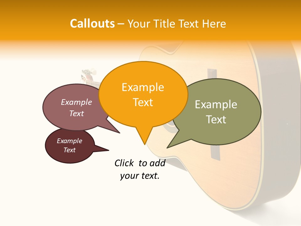 Acoustic Guitar Isolated On The White Background PowerPoint Template