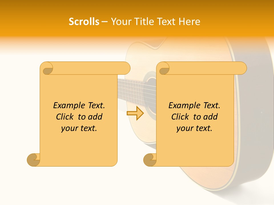 Acoustic Guitar Isolated On The White Background PowerPoint Template