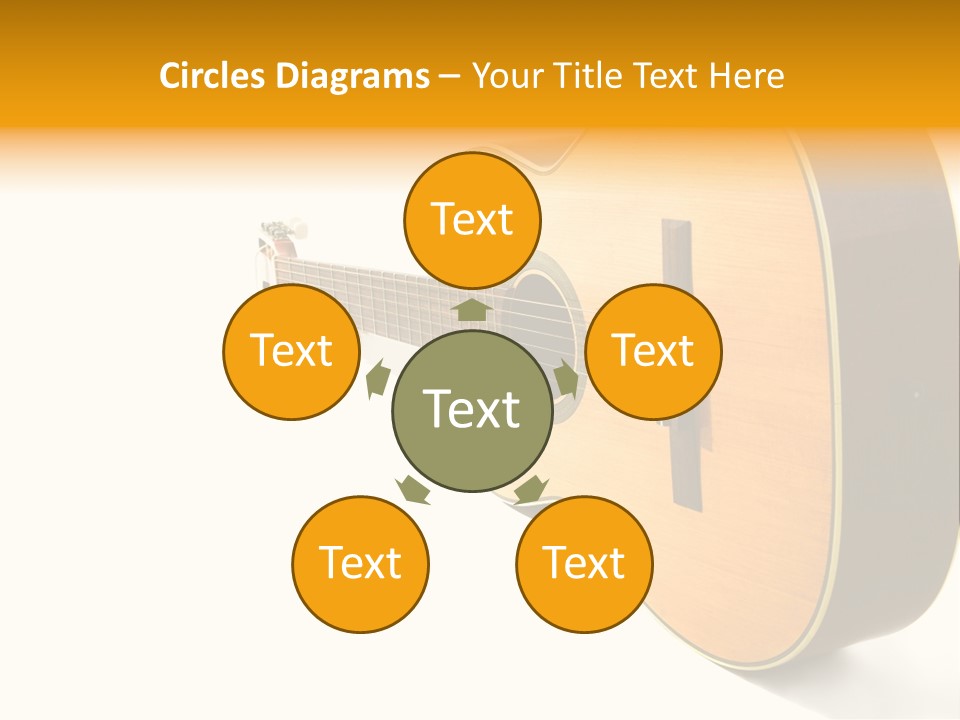 Acoustic Guitar Isolated On The White Background PowerPoint Template