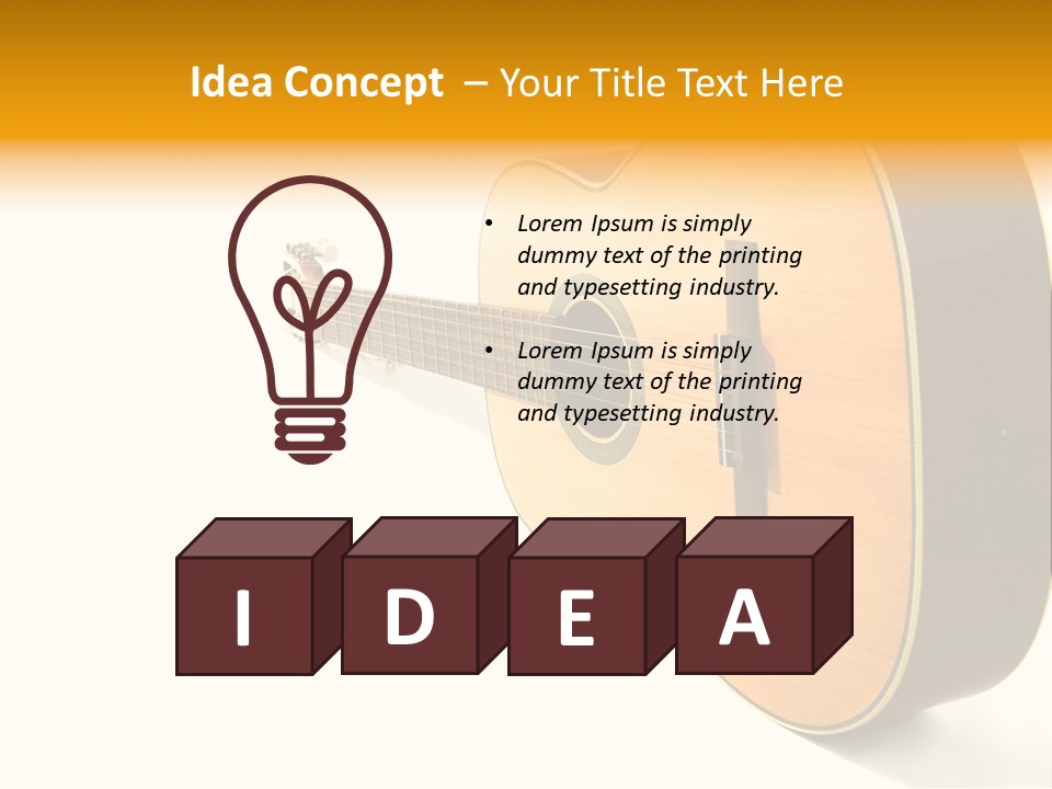 Acoustic Guitar Isolated On The White Background PowerPoint Template