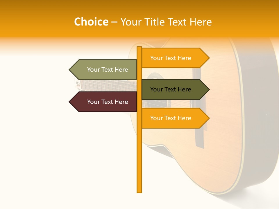 Acoustic Guitar Isolated On The White Background PowerPoint Template