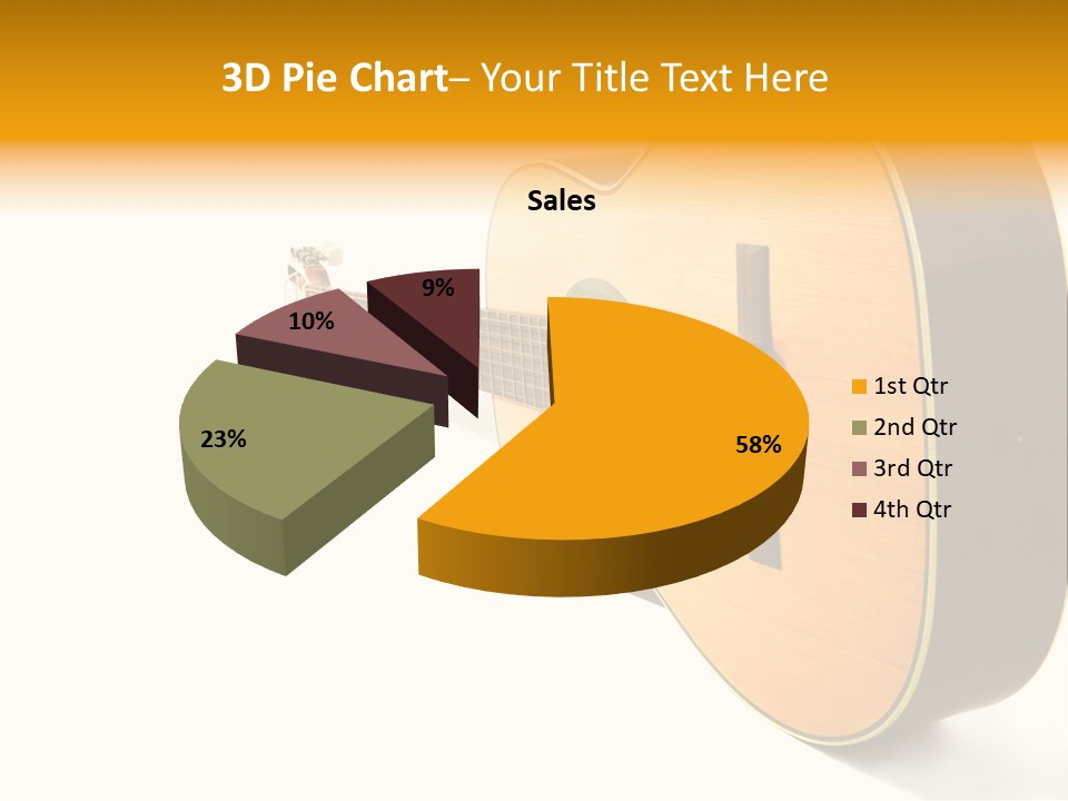 Acoustic Guitar Isolated On The White Background PowerPoint Template