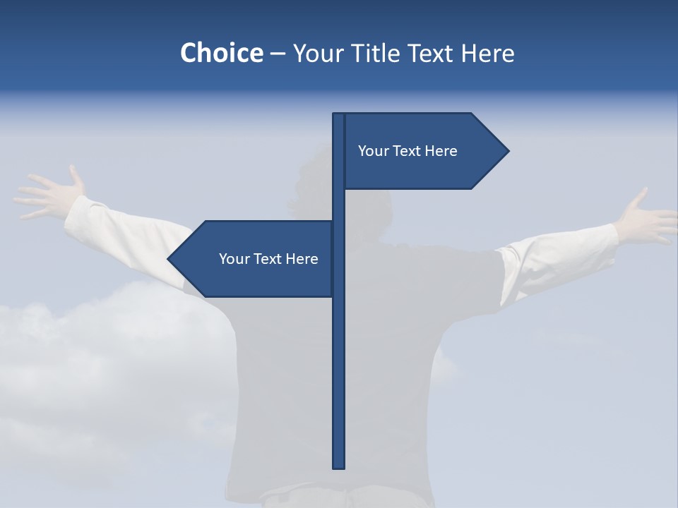 A Man With His Arms Outstretched In The Air PowerPoint Template