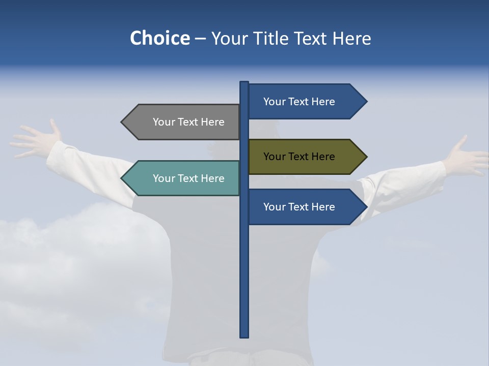 A Man With His Arms Outstretched In The Air PowerPoint Template