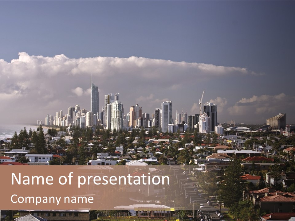 Surfers Paradise Skyline From Magic Mountain PowerPoint Template