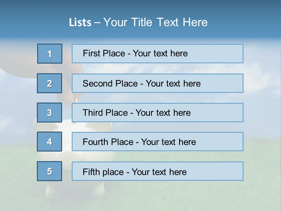 Coin Bank Sitting On Grass With Hand Putting In A Coin PowerPoint Template