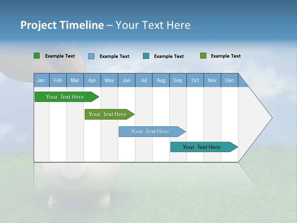 Coin Bank Sitting On Grass With Hand Putting In A Coin PowerPoint Template