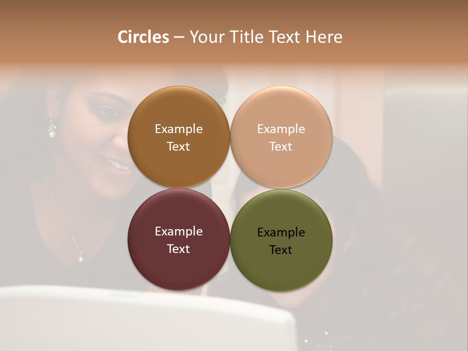 Woman In Her Kitchen With Daughter On The Computer PowerPoint Template