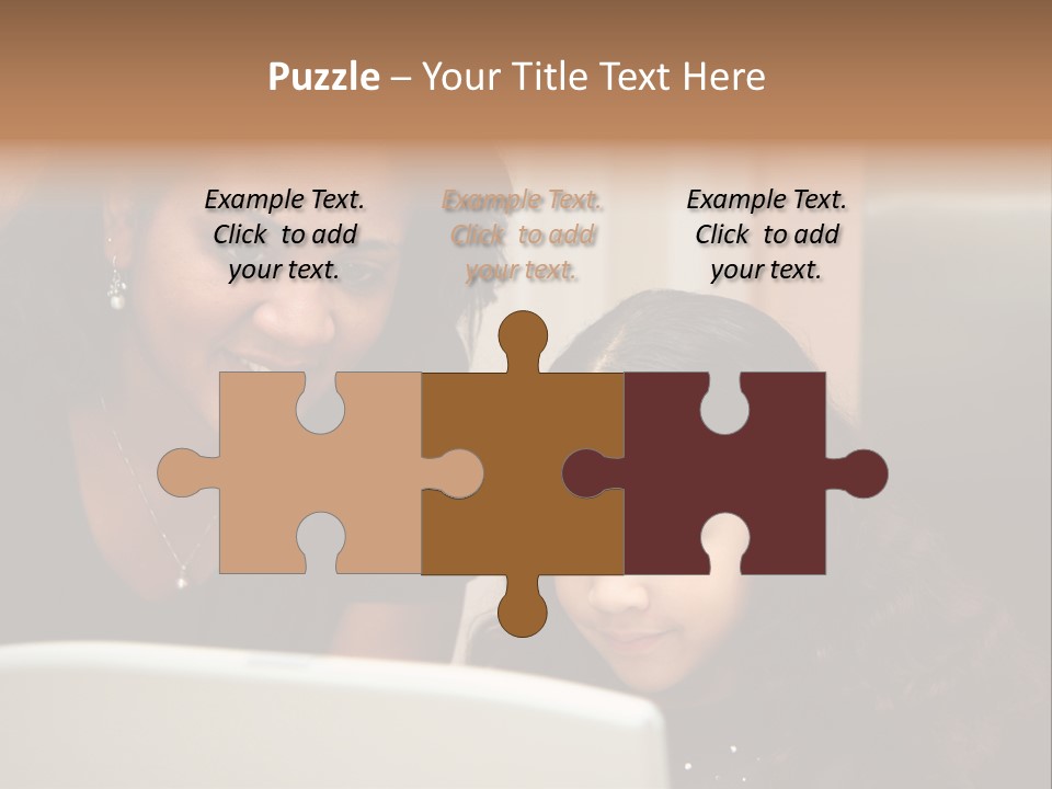 Woman In Her Kitchen With Daughter On The Computer PowerPoint Template