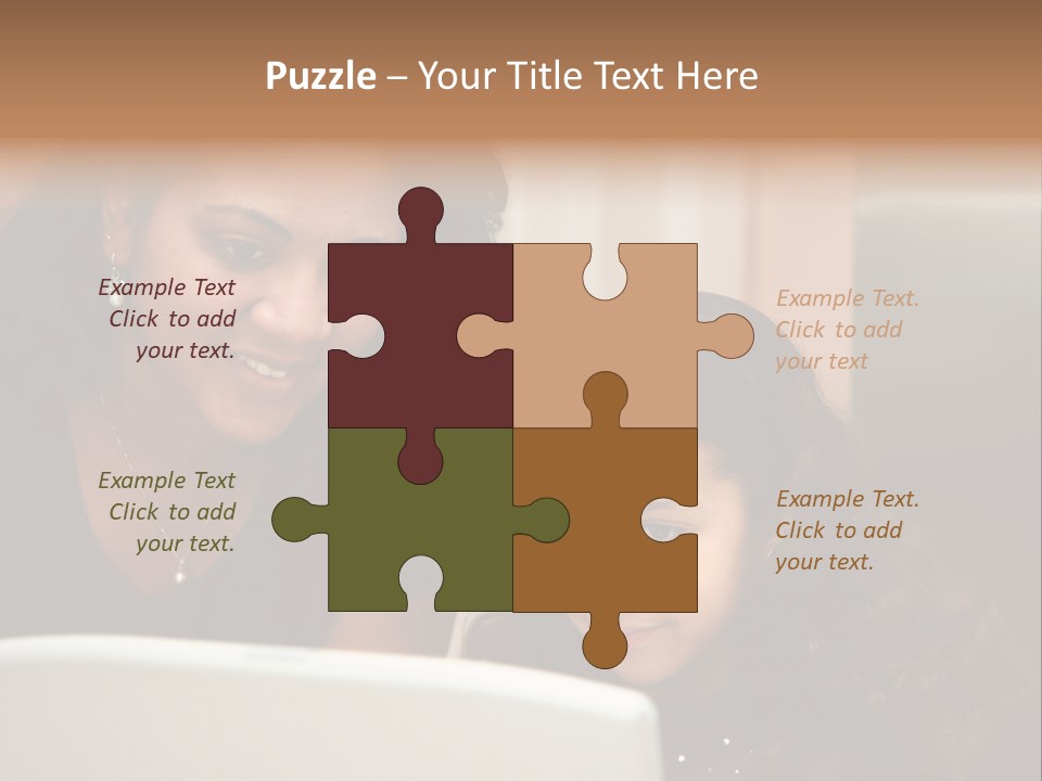 Woman In Her Kitchen With Daughter On The Computer PowerPoint Template